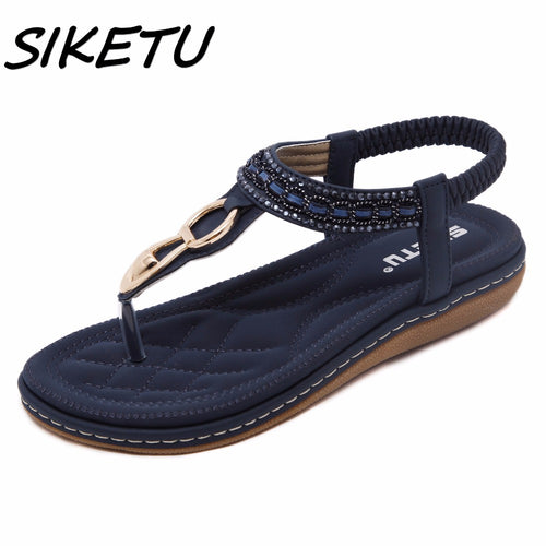 SIKETU new women Bohemia Flat sandals shoes woman String Bead flip flop Metal Decoration beach sandals casual shoes size 35-45 - aliexpress.ma