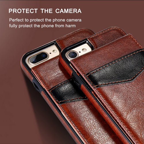 Vertical Flip Card Holder Leather Case For iPhone 6 6s 7 Plus Retro Cover Bag Wallet - aliexpress.ma
