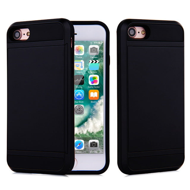 Armor Case For IPhone 6 6S 7 8 Plus Coque Luxury Slider Card Holder Wallet Phone Cover For Iphone - aliexpress.ma