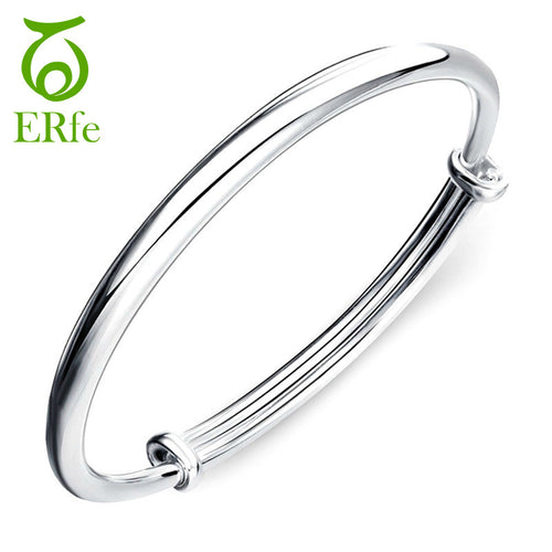 ER Women Smooth Polished Silver Cuff Bracelet Bangle Imitation Braclet Femme Argent Female Braselet Pulcera Femenina SB023 - aliexpress.ma