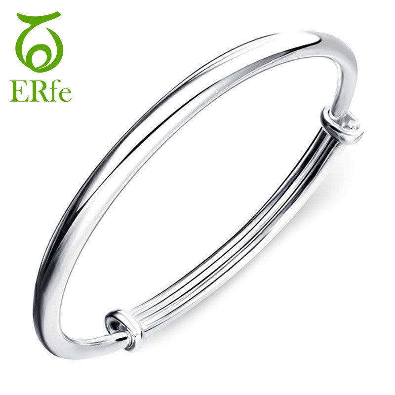 ER Women Smooth Polished Silver Cuff Bracelet Bangle Imitation Braclet Femme Argent Female Braselet Pulcera Femenina SB023 - aliexpress.ma