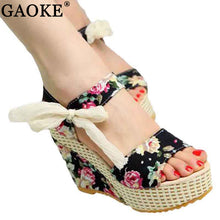 Shoes Women 2018 Summer New Sweet Flowers Buckle Open Toe Wedge Sandals Floral high-heeled Shoes Platform Sandals - aliexpress.ma
