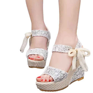 Shoes Women 2018 Summer New Sweet Flowers Buckle Open Toe Wedge Sandals Floral high-heeled Shoes Platform Sandals - aliexpress.ma