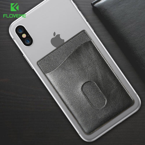 FLOVEME Leather 3M Adhesives Card Sticker Pocket Universal Credit Card Wallet Case For iPhone X 8 Samsung Women Men Phone Pouch - aliexpress.ma