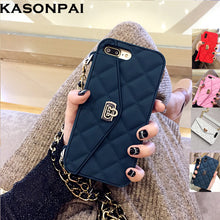 KASONPAI Luxury Fashion Soft Silicone Wallet Case For iPhone X 8 7 6S 6 Plus Card Slot Handbag Purse Phone Cover With Long Chain - aliexpress.ma