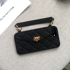 KASONPAI Luxury Fashion Soft Silicone Wallet Case For iPhone X 8 7 6S 6 Plus Card Slot Handbag Purse Phone Cover With Long Chain - aliexpress.ma