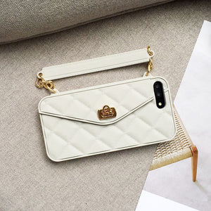 KASONPAI Luxury Fashion Soft Silicone Wallet Case For iPhone X 8 7 6S 6 Plus Card Slot Handbag Purse Phone Cover With Long Chain - aliexpress.ma