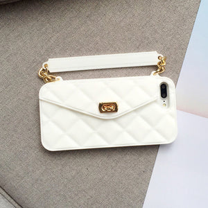 KASONPAI Luxury Fashion Soft Silicone Wallet Case For iPhone X 8 7 6S 6 Plus Card Slot Handbag Purse Phone Cover With Long Chain - aliexpress.ma