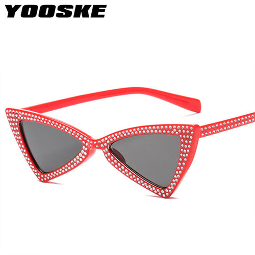 YOOSKE Rinestone Triangle Sunglasses Women Cat Eye Brand designer Vintage Sun Glasses For Female Red Black Pink Eyewear UV400 - aliexpress.ma