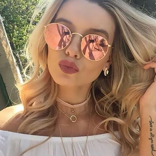 Fashion Aviator Sunglasses Women Brand Designer Metal Vintage Round Sunglass Mirror Sun Glasses For Women Female Ladies Sunglass - aliexpress.ma
