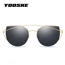 YOOSKE Flat top Cat eye Sunglasses Women Luxury Original Sun Glasses Female Vintage Metal Double Beam Eyewear Cateyes Sunglass - aliexpress.ma