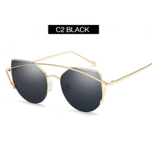 YOOSKE Flat top Cat eye Sunglasses Women Luxury Original Sun Glasses Female Vintage Metal Double Beam Eyewear Cateyes Sunglass - aliexpress.ma