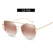 YOOSKE Flat top Cat eye Sunglasses Women Luxury Original Sun Glasses Female Vintage Metal Double Beam Eyewear Cateyes Sunglass - aliexpress.ma