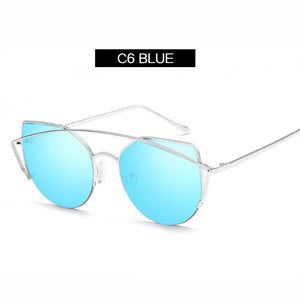 YOOSKE Flat top Cat eye Sunglasses Women Luxury Original Sun Glasses Female Vintage Metal Double Beam Eyewear Cateyes Sunglass - aliexpress.ma