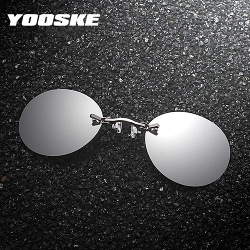 YOOSKE Clip On Nose Sunglasses Men Vintage Hacker Empire Matrix Morpheus Rimless Sun Glasses Round Glasses UV400 - aliexpress.ma