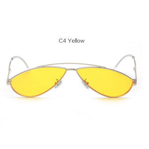YOOSKE Cat Eye Sunglasses 2018 Women Vintage Small Metal Sun Glasses Ladies Oval Cateyes Glasses Men UV400 - aliexpress.ma