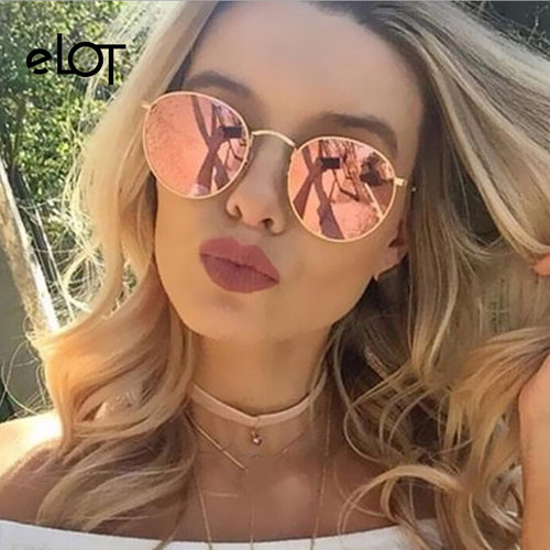 ELOT Retro Small Round Sunglasses Men Women Vintage Rose Pink Mirror Oval Sun Glasses Female Fashion Brand Designer UV400 Rays - aliexpress.ma