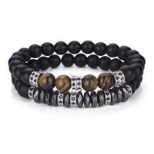2 Pcs/Set Black Matte Beads Hematite Bracelet Luxury Zirconia Paved Tiger Eyes Couple Braclet For Mens Hand Jewelry Accessories - aliexpress.ma