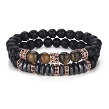 2 Pcs/Set Black Matte Beads Hematite Bracelet Luxury Zirconia Paved Tiger Eyes Couple Braclet For Mens Hand Jewelry Accessories - aliexpress.ma
