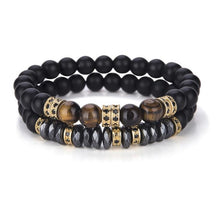 2 Pcs/Set Black Matte Beads Hematite Bracelet Luxury Zirconia Paved Tiger Eyes Couple Braclet For Mens Hand Jewelry Accessories - aliexpress.ma
