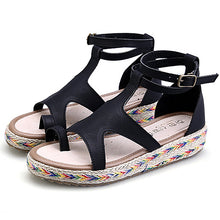 LAKESHI Women Sandals Fashion Straw Shoes Woman Summer Wedges Sandals Ankle Strap Casual Ladies Flat Sandals - aliexpress.ma